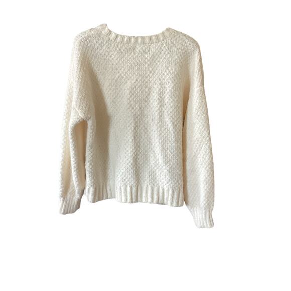 Pink Rose Cream Cable Short Pullover Sweater Size L - Picture 3 of 7